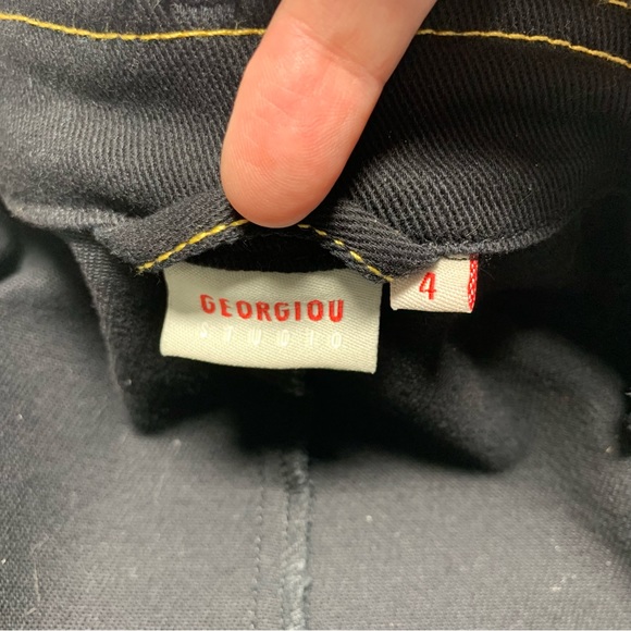 ❗️SOLD❗️Y2K Georgiou Studio Black Denim Tailored Mock Neck Zip Jacket S - Picture 9 of 11